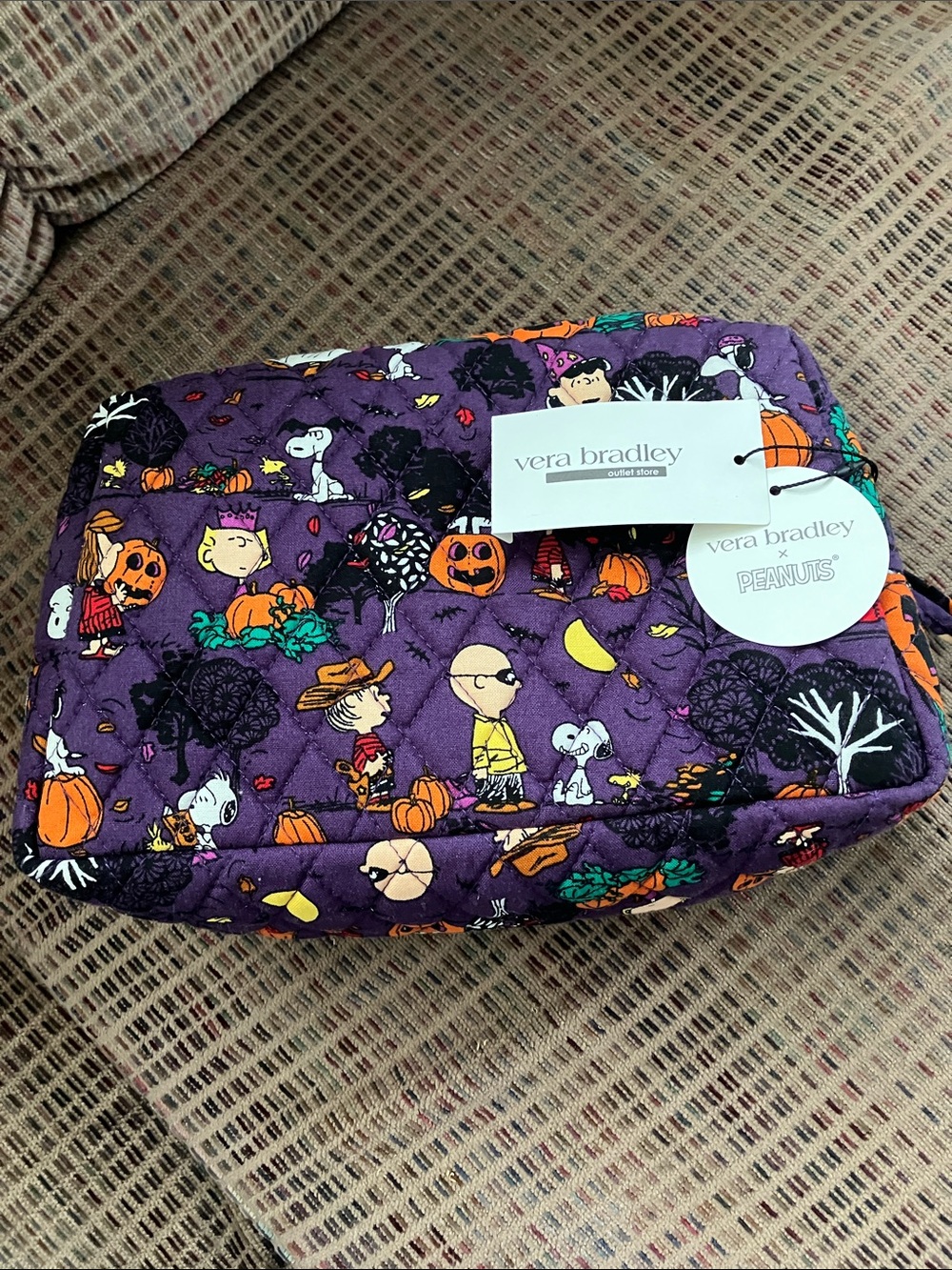 Vera Bradley Purple Peanuts Halloween Quilted Kids Pouch